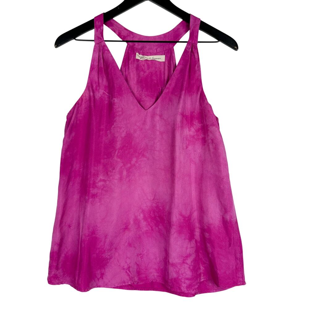 Graham & Spencer 100% Silk Tank Top Pink Tie Dye - S
